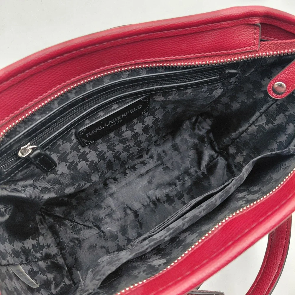 Karl Lagerfeld Paris Red Satchel Handbag Paris Charms Heart Coin Purse Crossbody